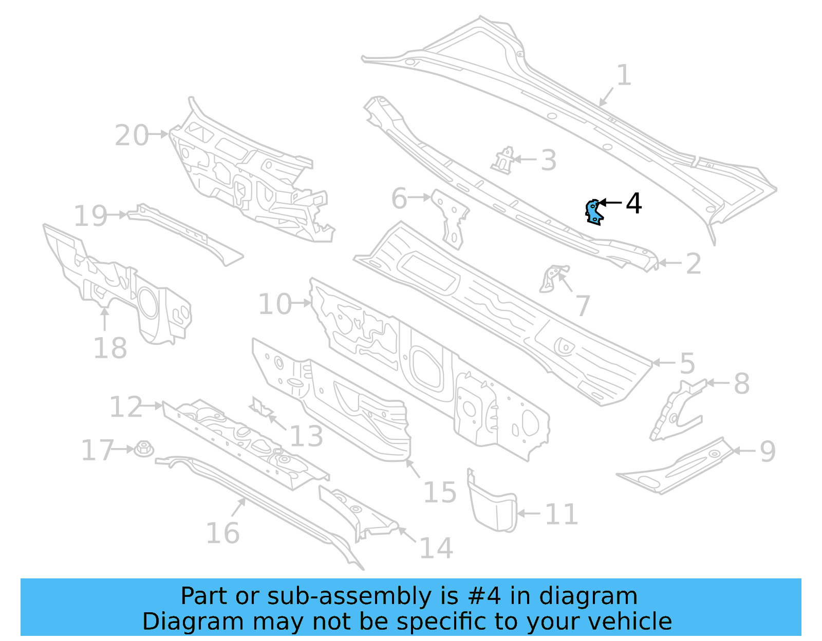 Cowl Bracket 3G0-805-544-B - View 7