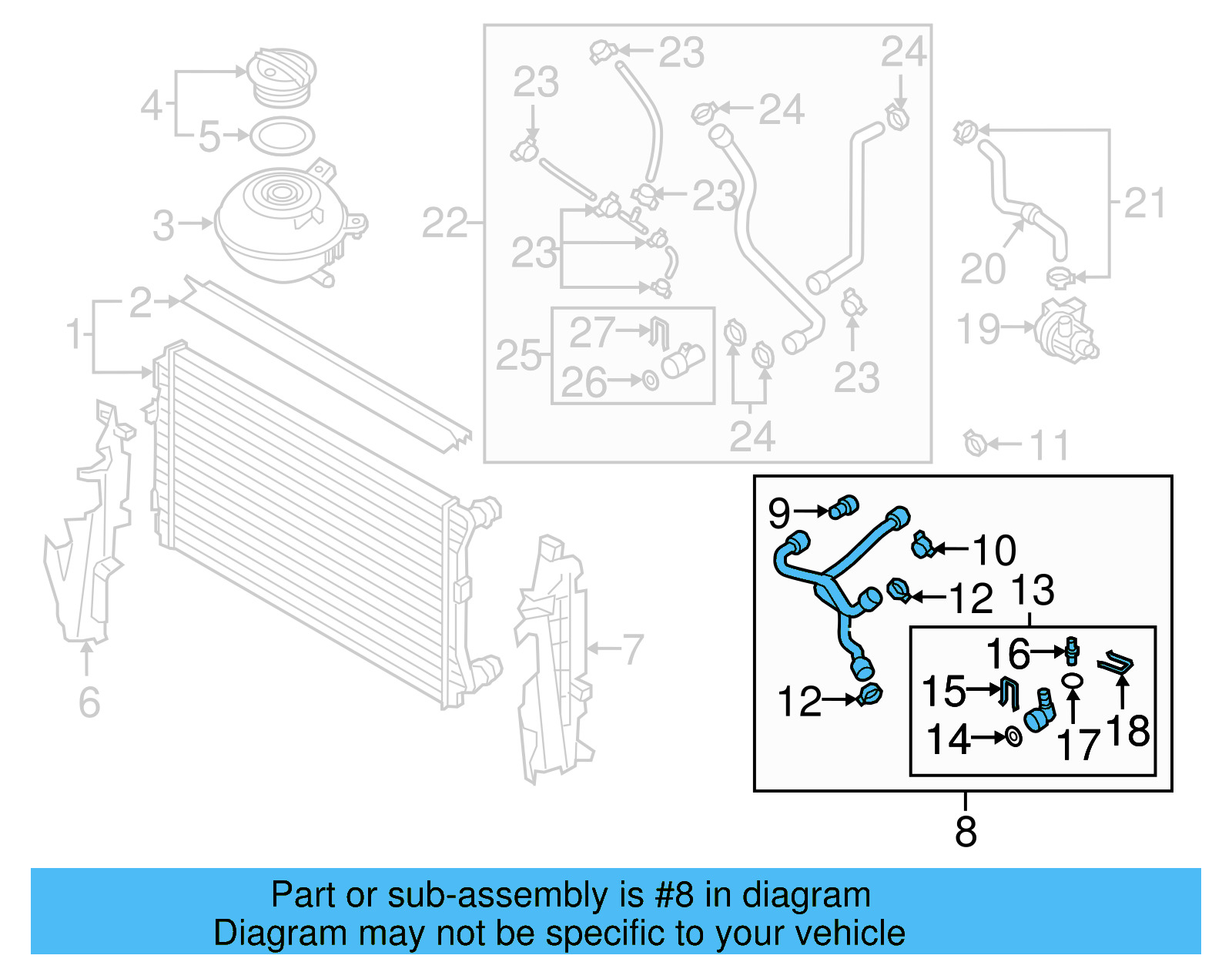 Water Hose Assembly 1K0-122-051-HT - View 7