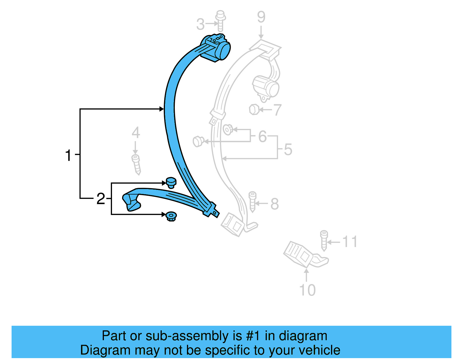 Seat Belt Lap And Shoulder Belt 1K5-857-806-RGR - View 4