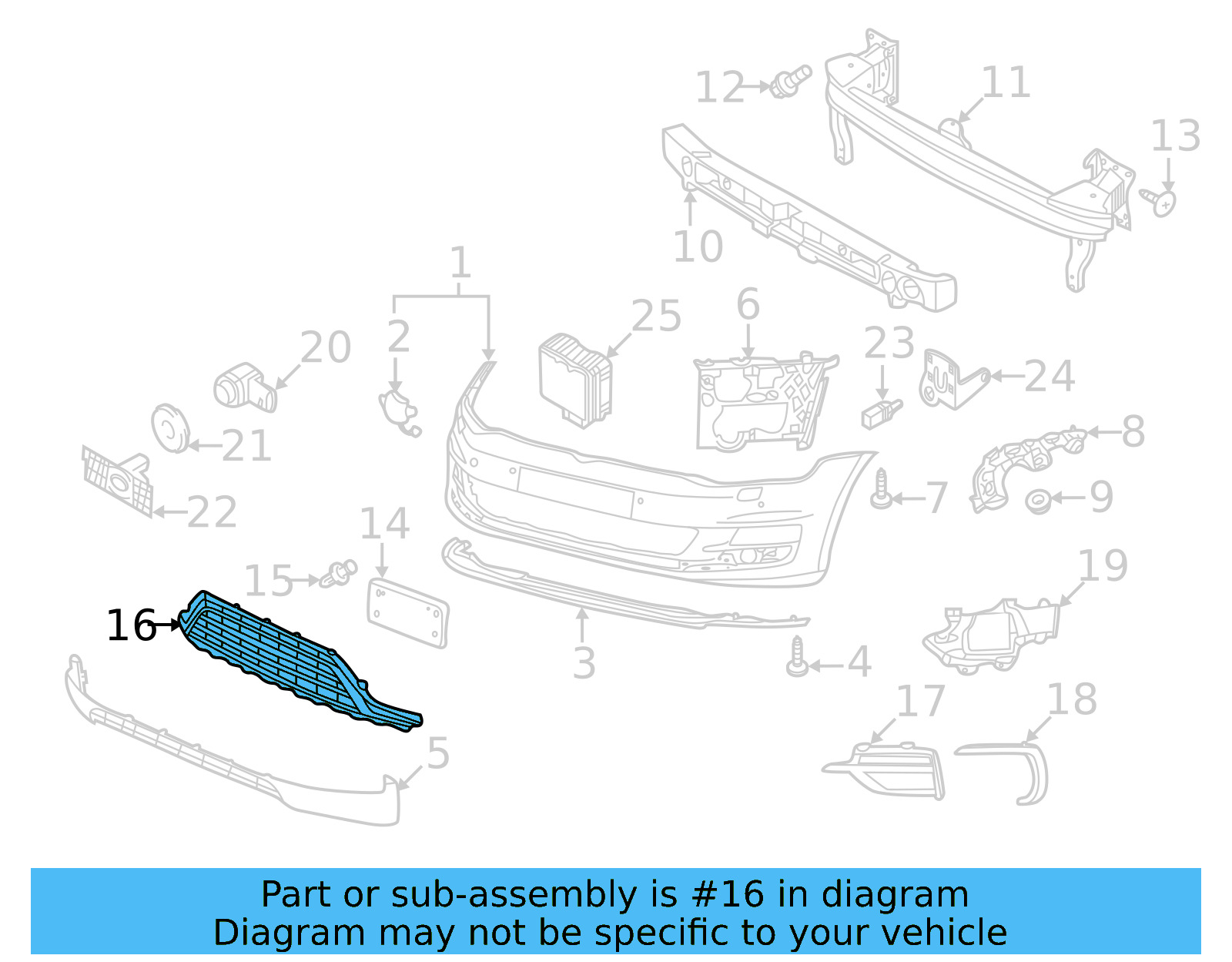 Center Grille 5G0-853-671-M-FOD - View 3