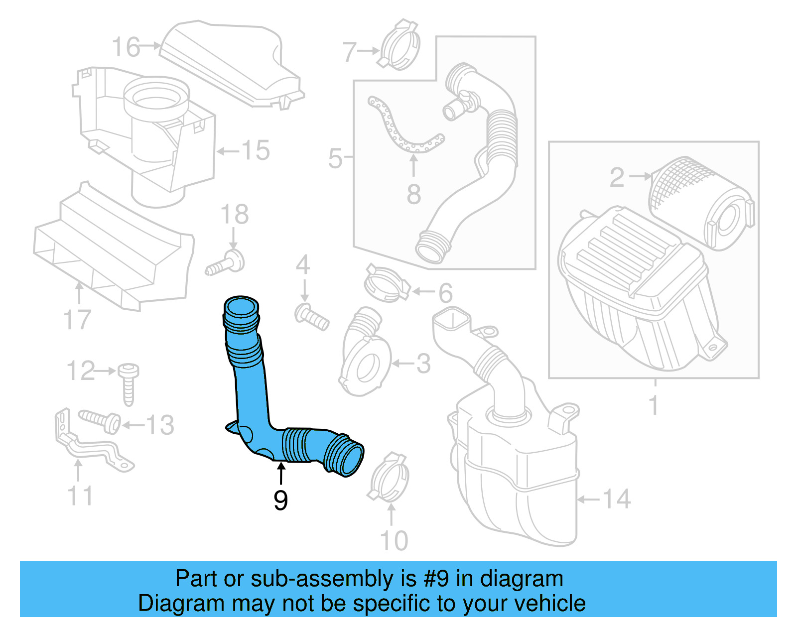 Engine Air Intake Hose 1K0-129-618-AJ - View 20