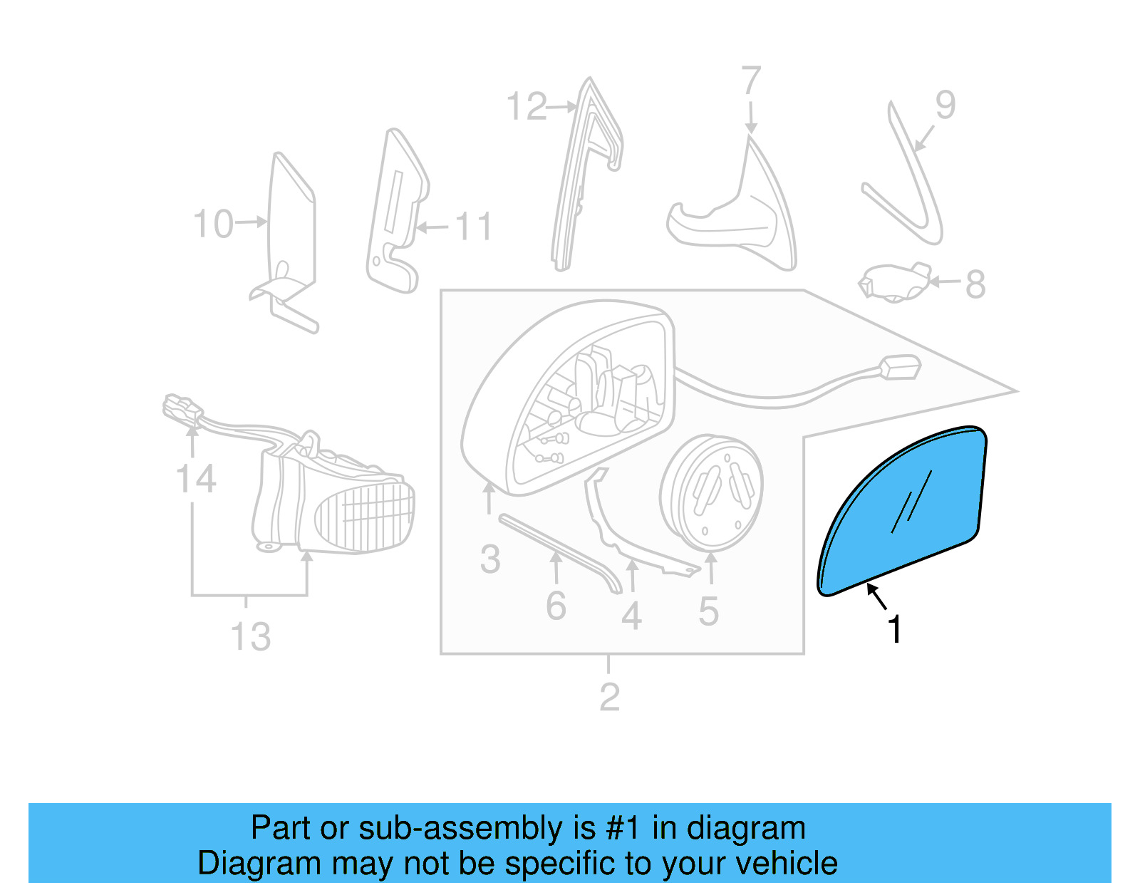 Mirror Glass 1C1-857-522-B - View 8