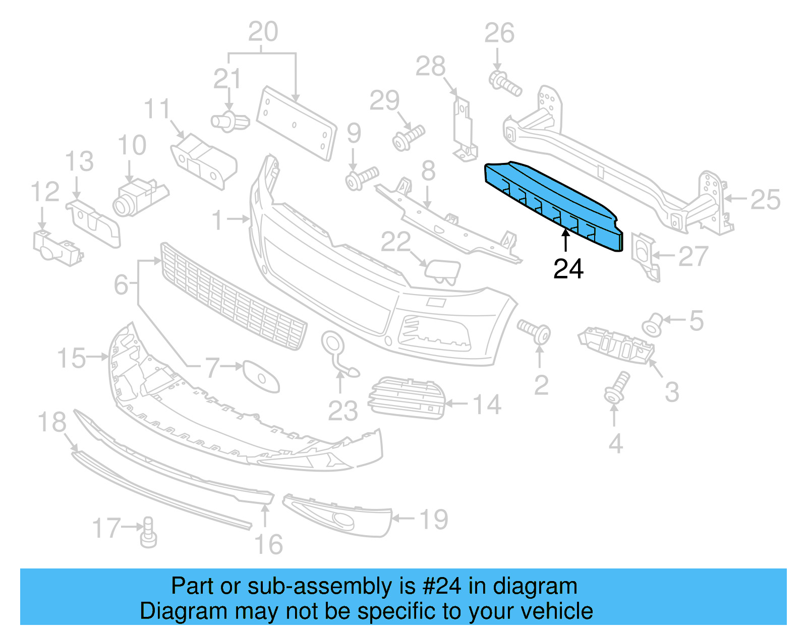 Bumper Impact Absorber 7P6807248A - View 2