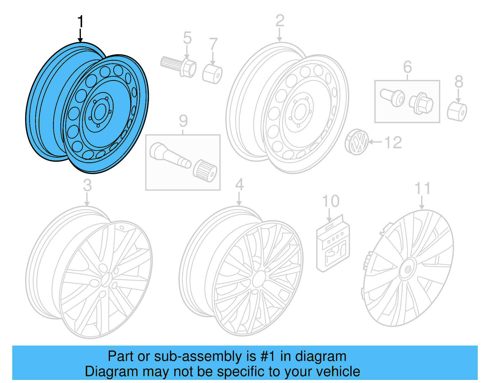 Wheel, Steel 5K0-601-027-B-03C - View 43