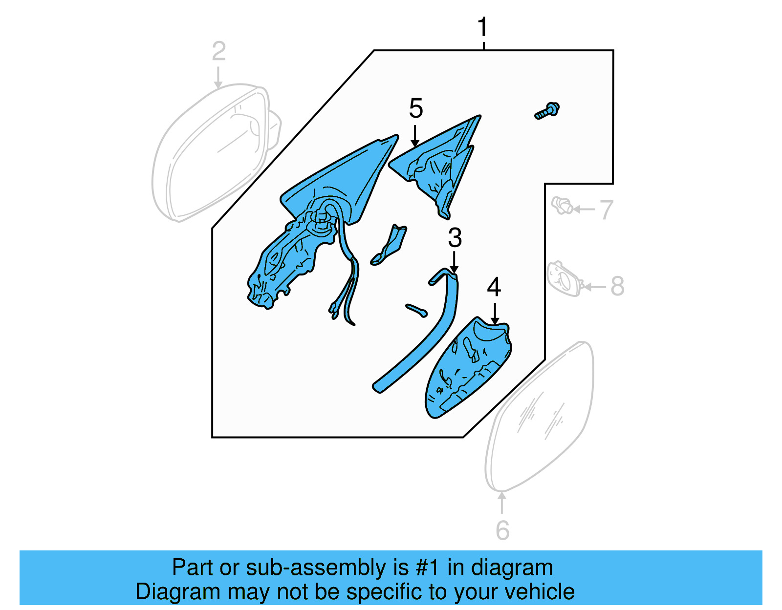 Door Mirror Housing 1J1-857-508-J-01C - View 7