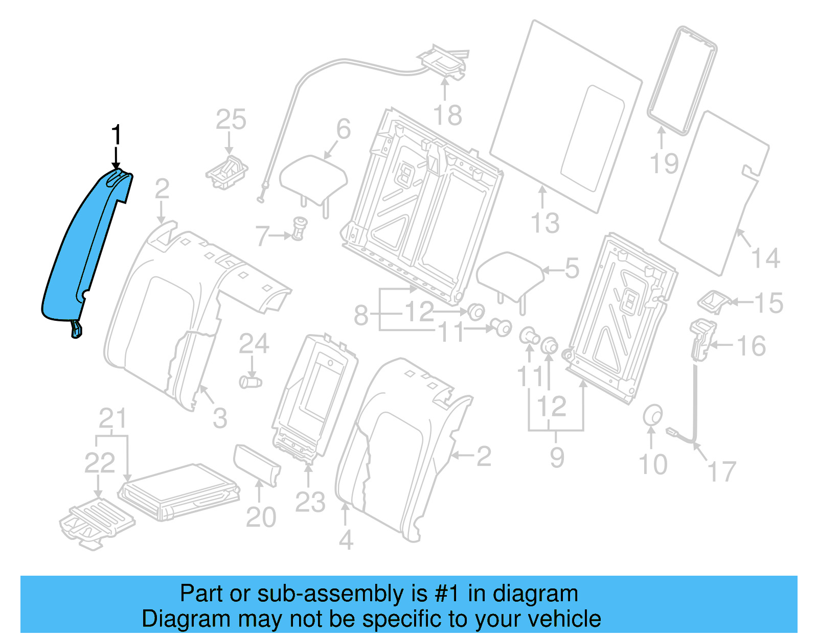 Seat Back End 3C8-885-703-H-43U - View 5