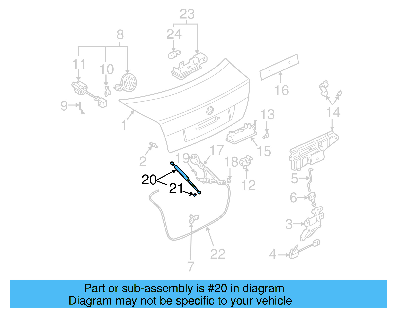 Trunk Lid Lift Support 8D5-827-552-F - View 5