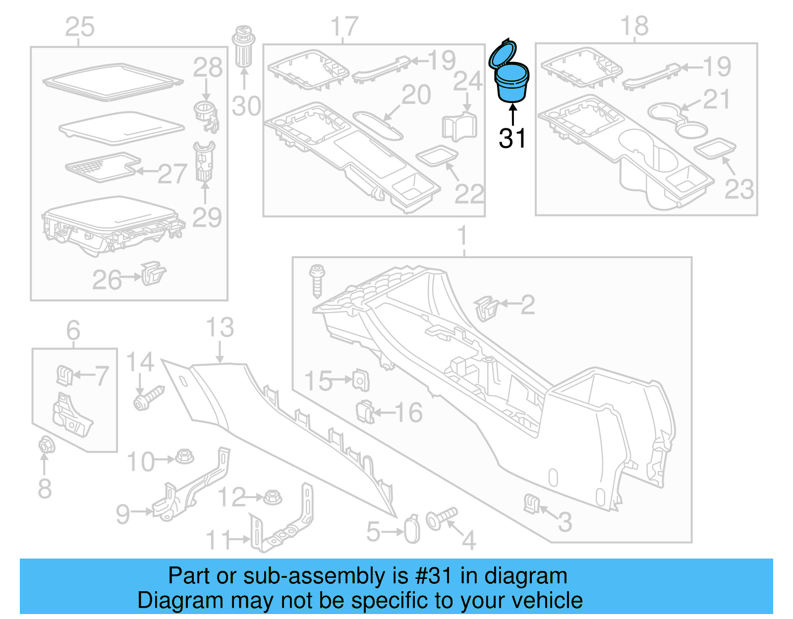 Ashtray Assembly 561-857-961-82V - View 12