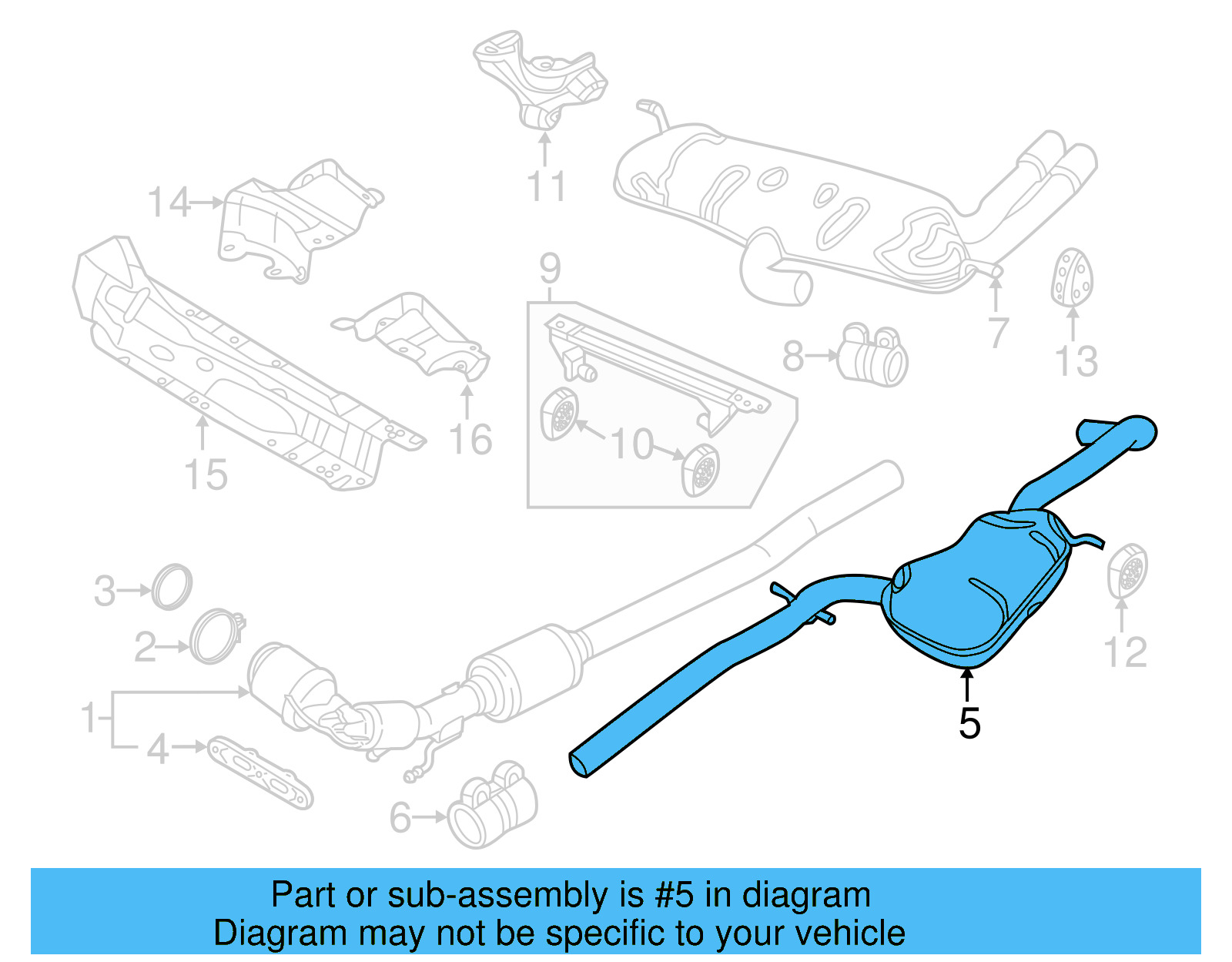 Front Muffler 5C3-253-209-AA - View 6