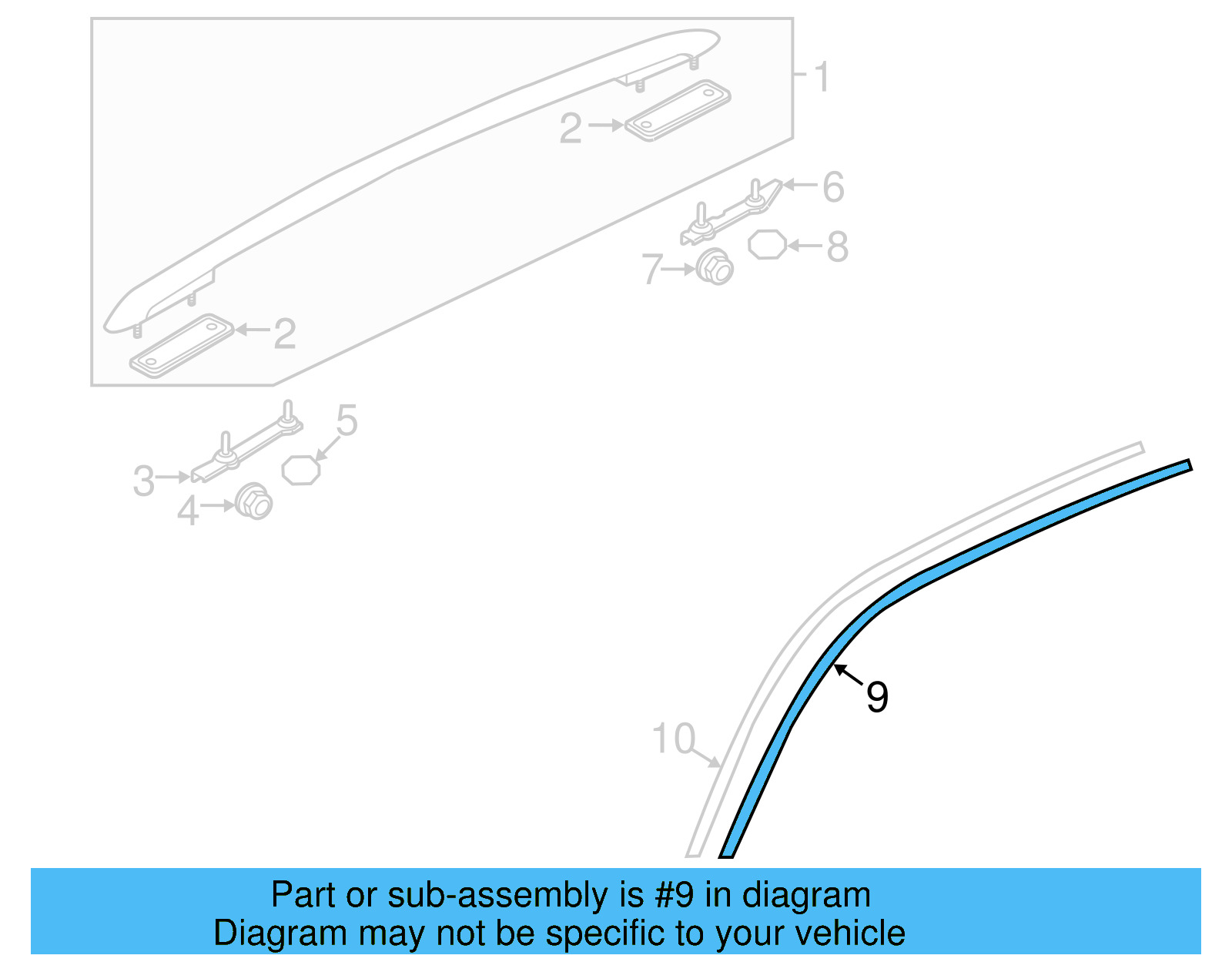 Drip Molding 7P6-854-513-B-9B9 - View 7