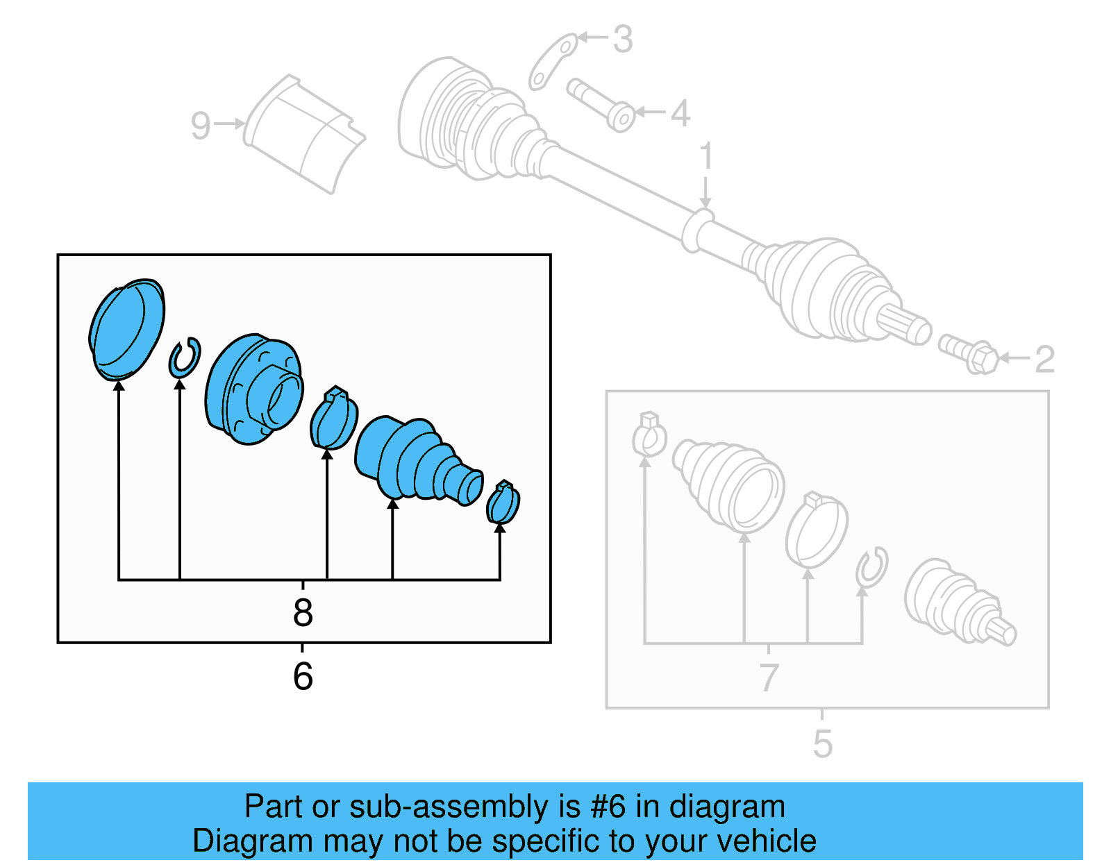 Inner Joint Assembly 5Q0-498-103-AX - View 7