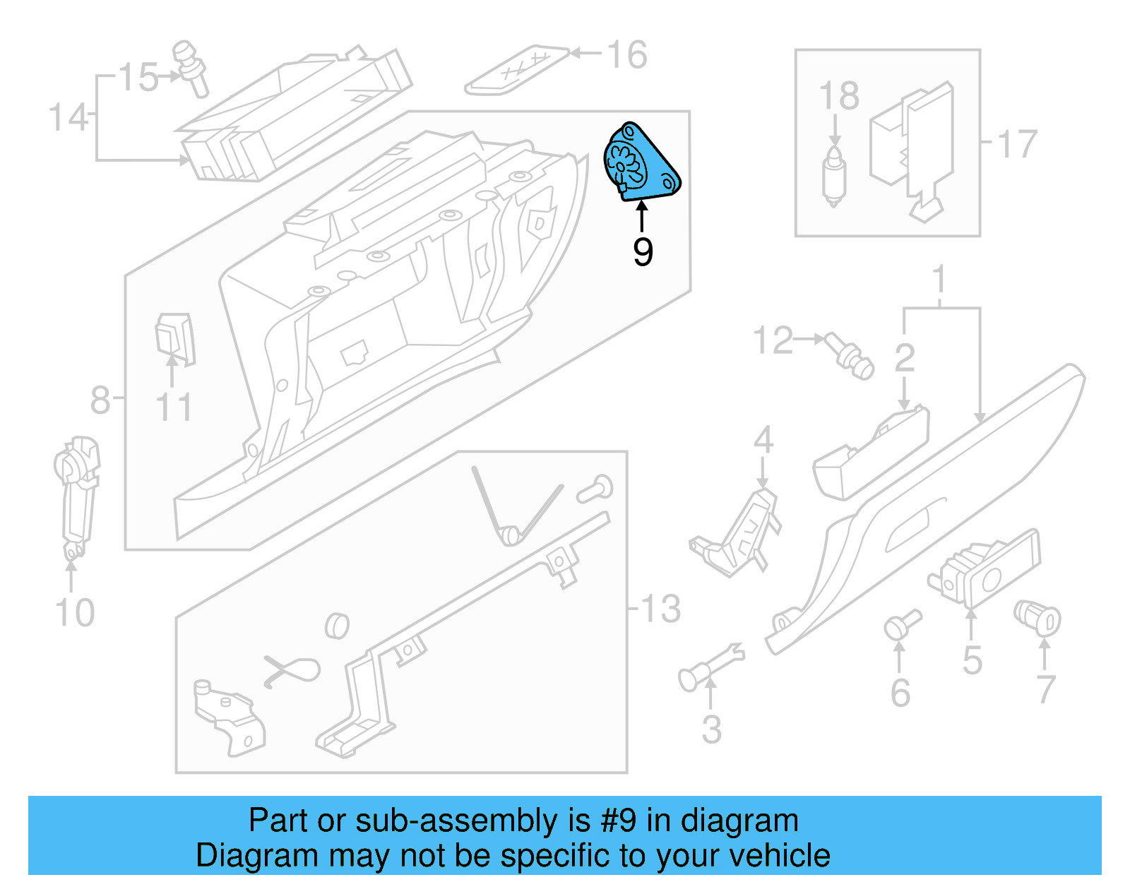 Glove Box Frame Stop 3C1-858-635-A - View 14