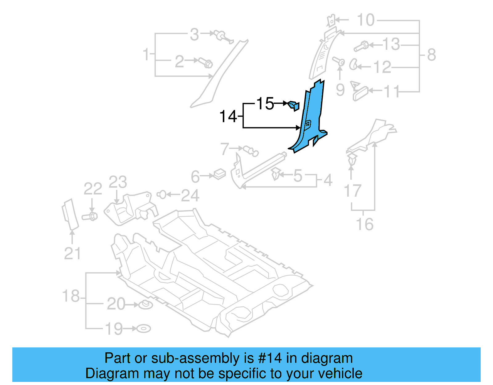 Lower Center Pillar Trim 5N0-867-292-82V - View 4