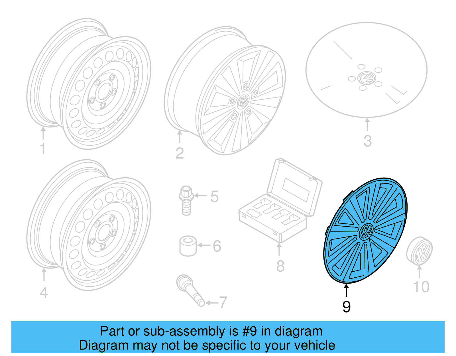 Wheel Cover 5G0-601-147-B-YTI - View 7