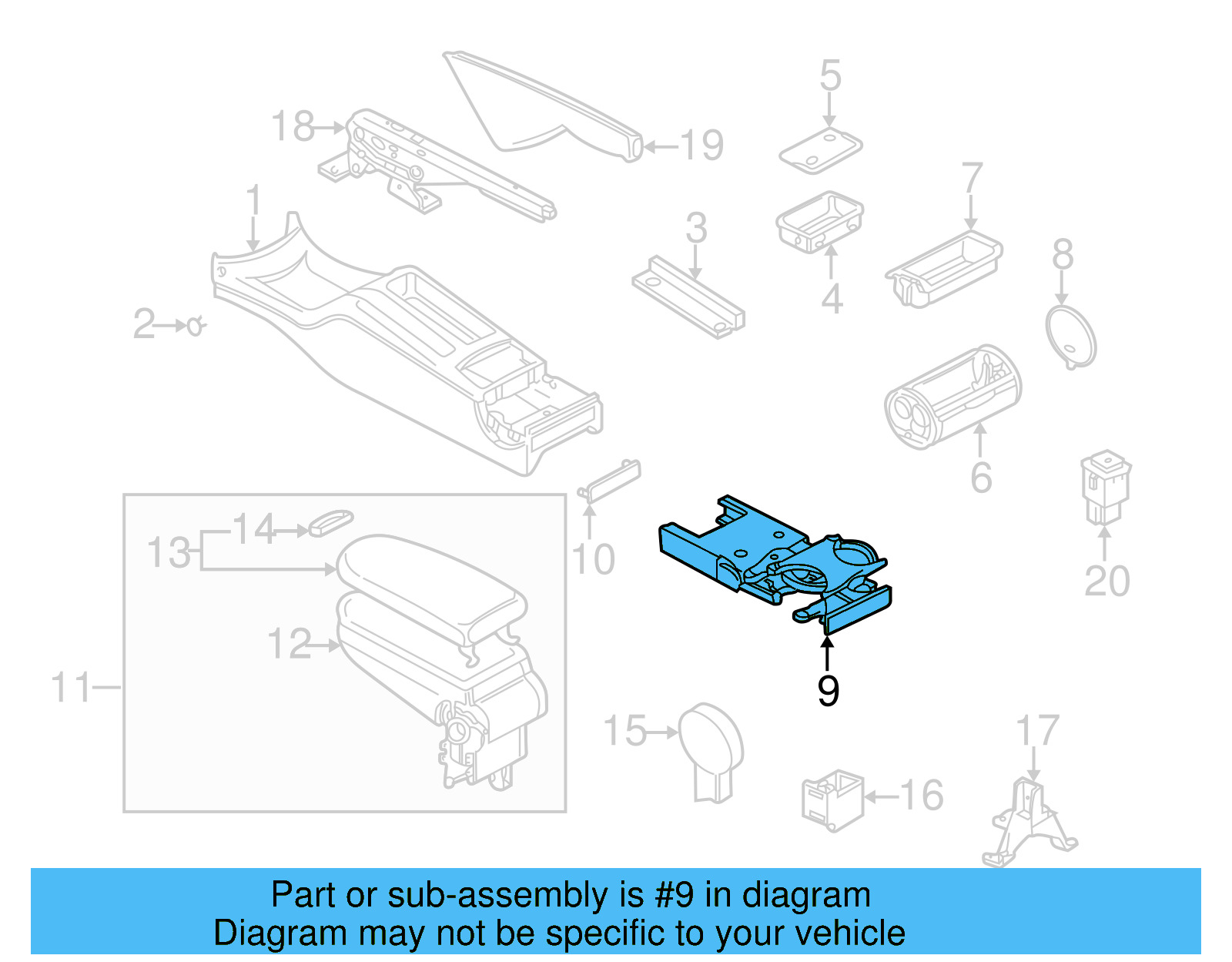 Cup Holder 1J0-862-533-D-2QL - View 9