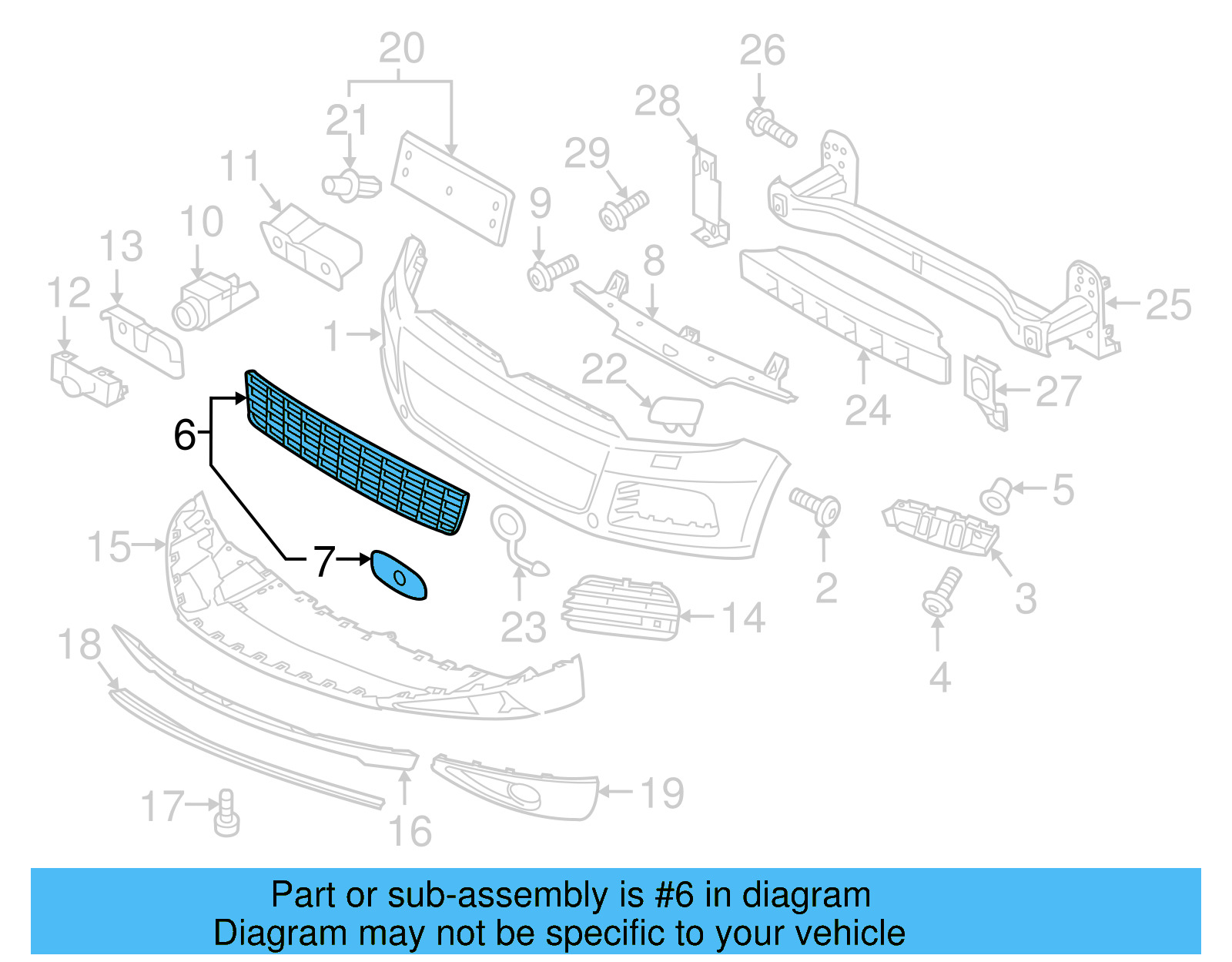 Lower Grille 7P6-853-671-E-RYP - View 15