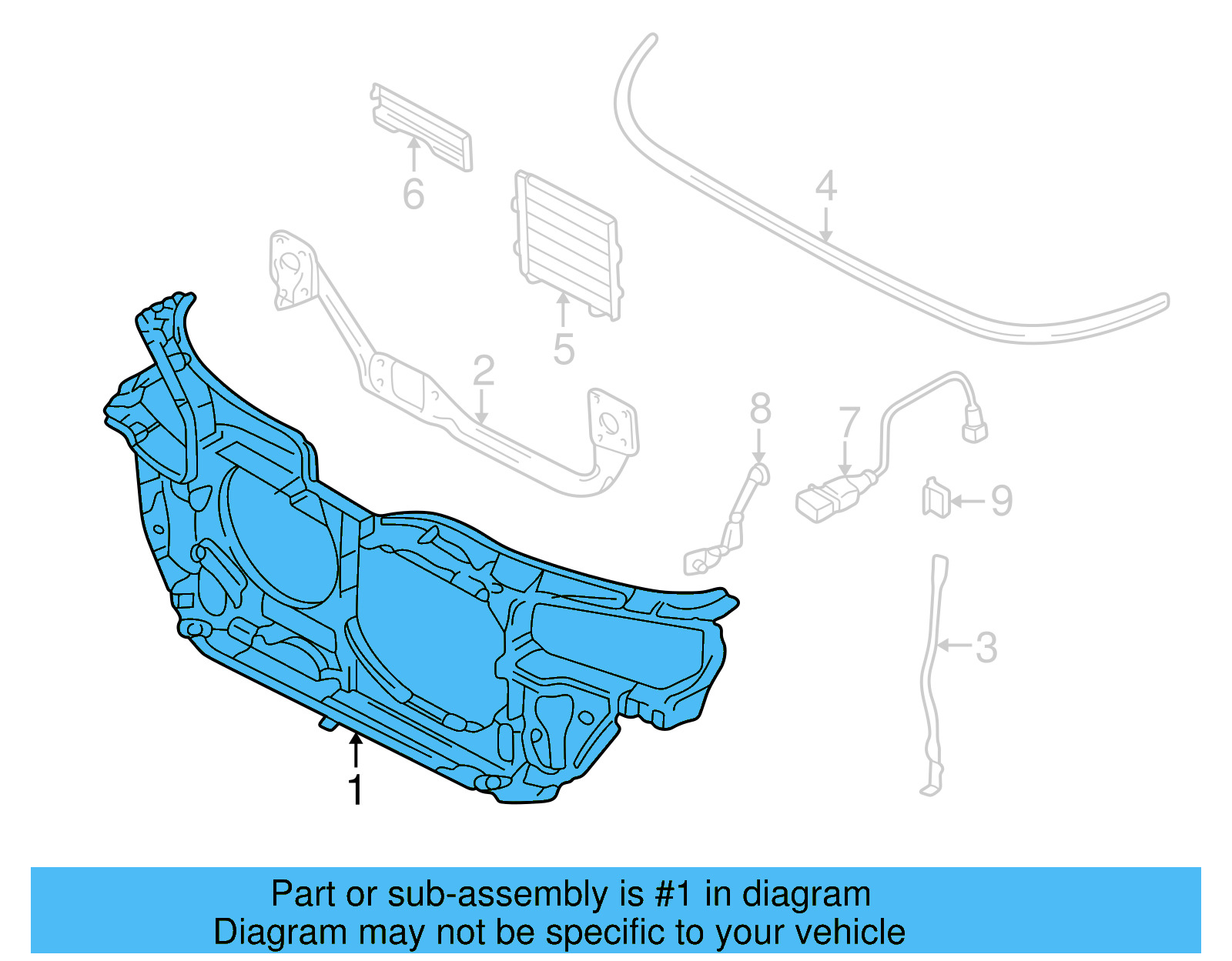 Radiator Support 3B0-805-594-M - View 7