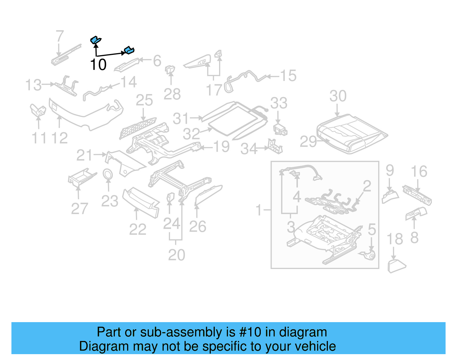 Adjust Cover Retainer Clip 7L0-881-635-D - View 6