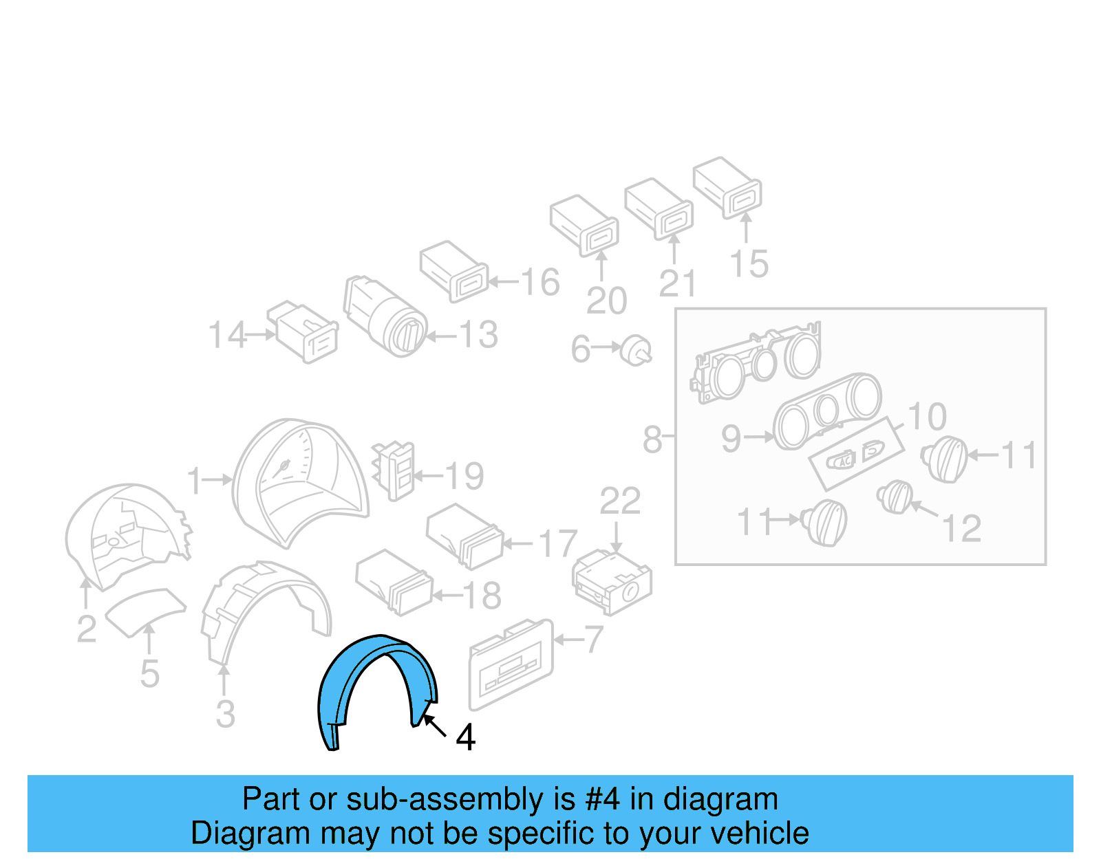 Cluster Bezel 1C1-857-211-C-2AQ - View 8