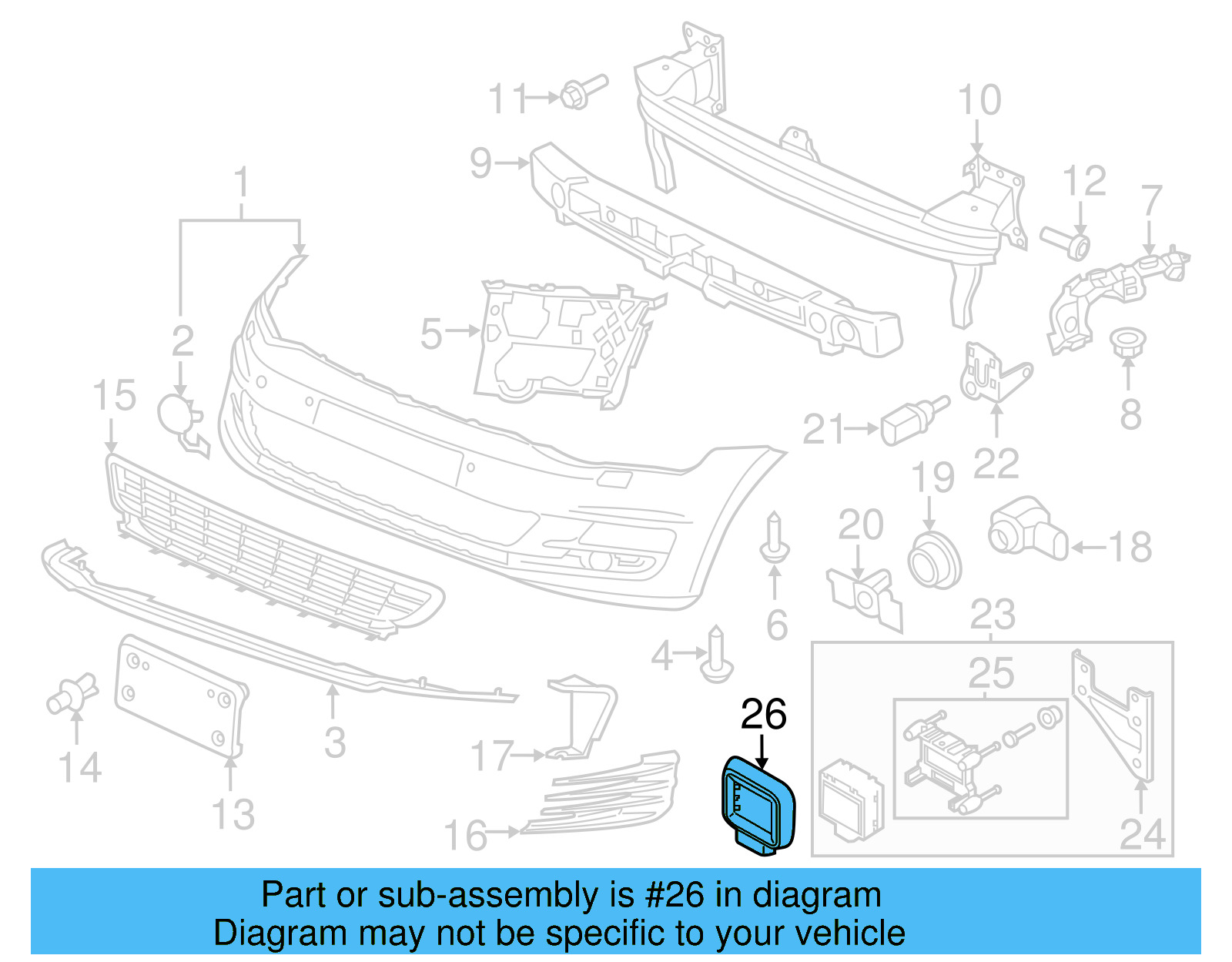 Distance Sensor Trim Plate 5G0-907-225-A-9B9 - View 21