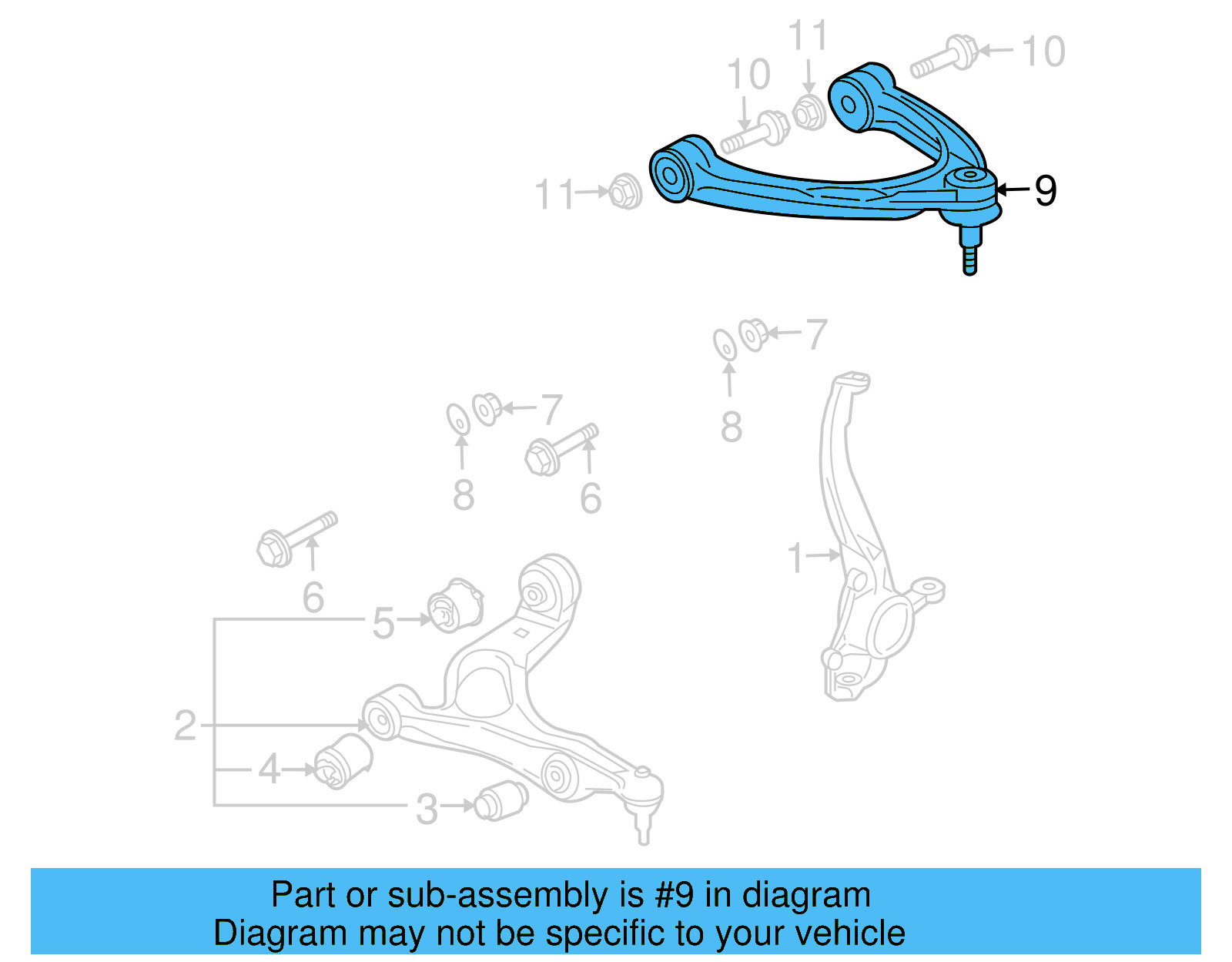 Upper Control Arm 7L0-407-021-B - View 9