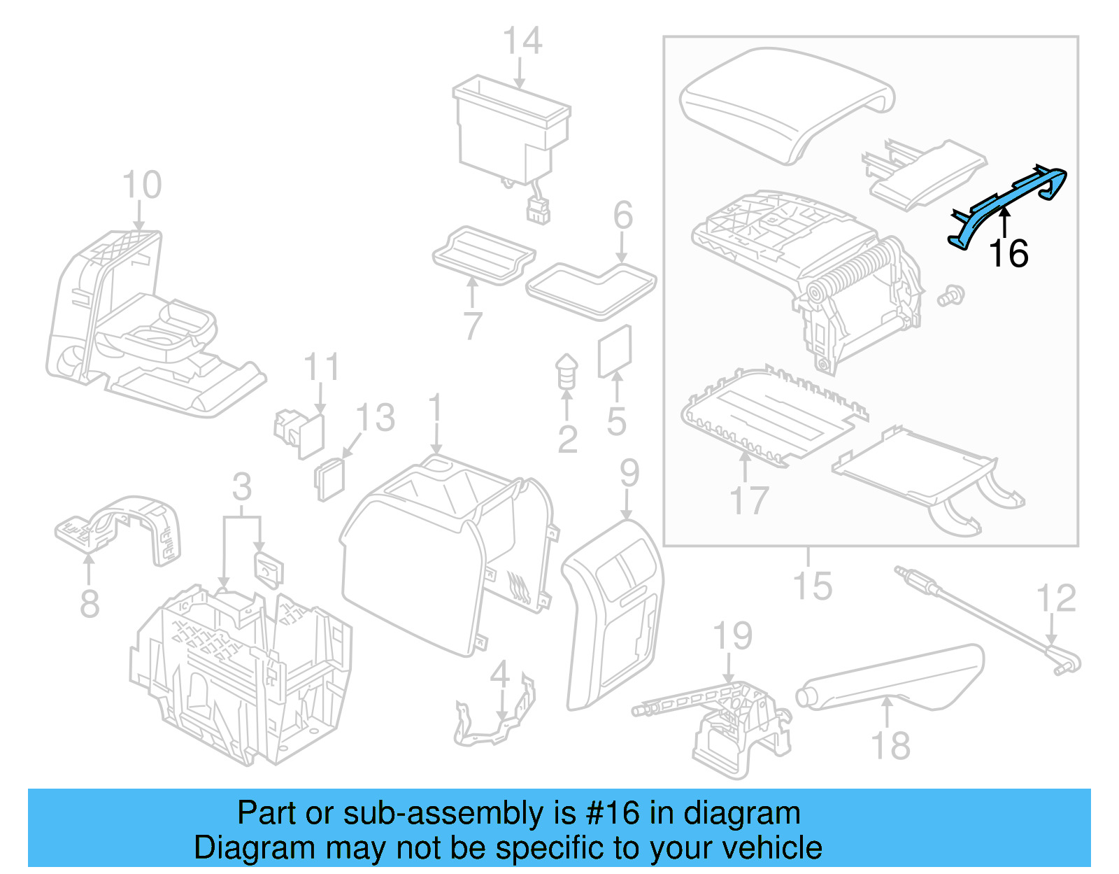 Console Armrest Cover 1K0-864-250-9B9 - View 25