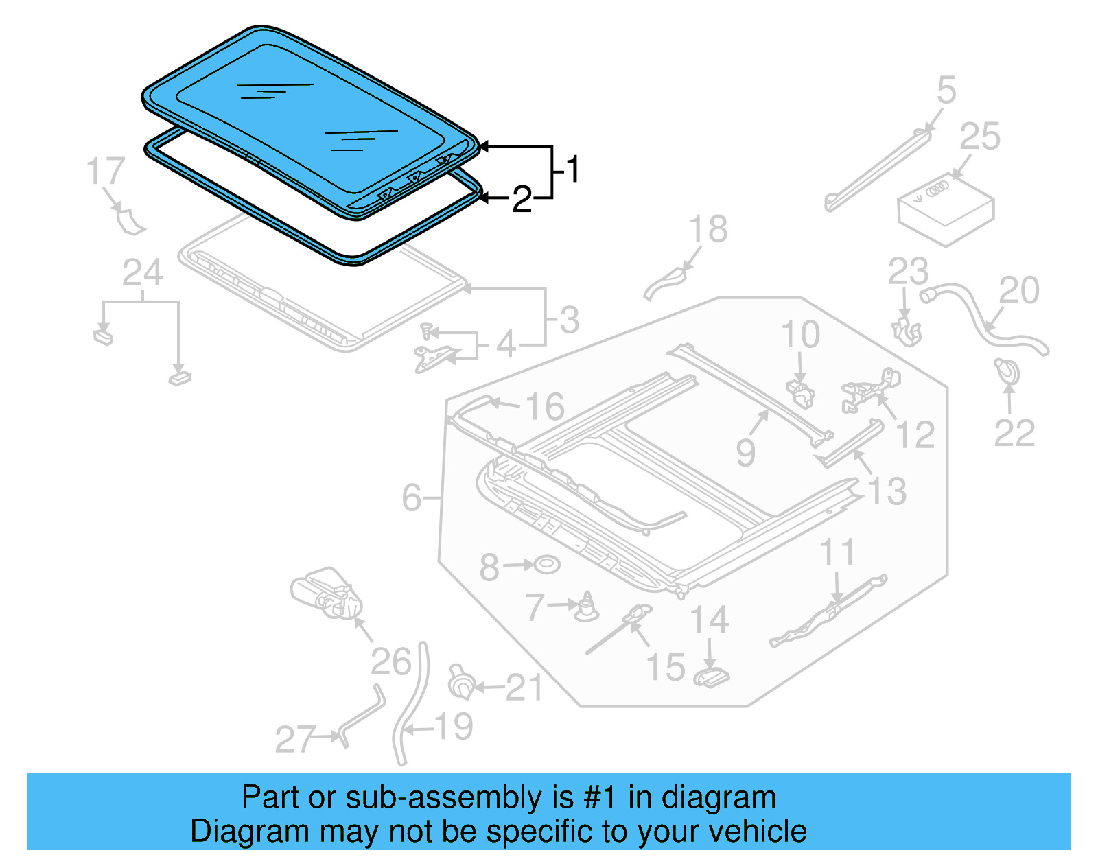 Sunroof Glass 7L0-877-055-B - View 2