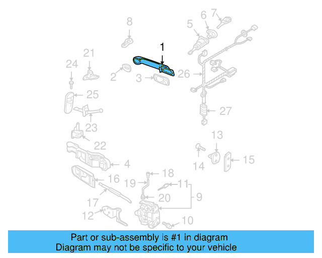 Handle, Outside (Unpainted) 1c0837205gru - View 3