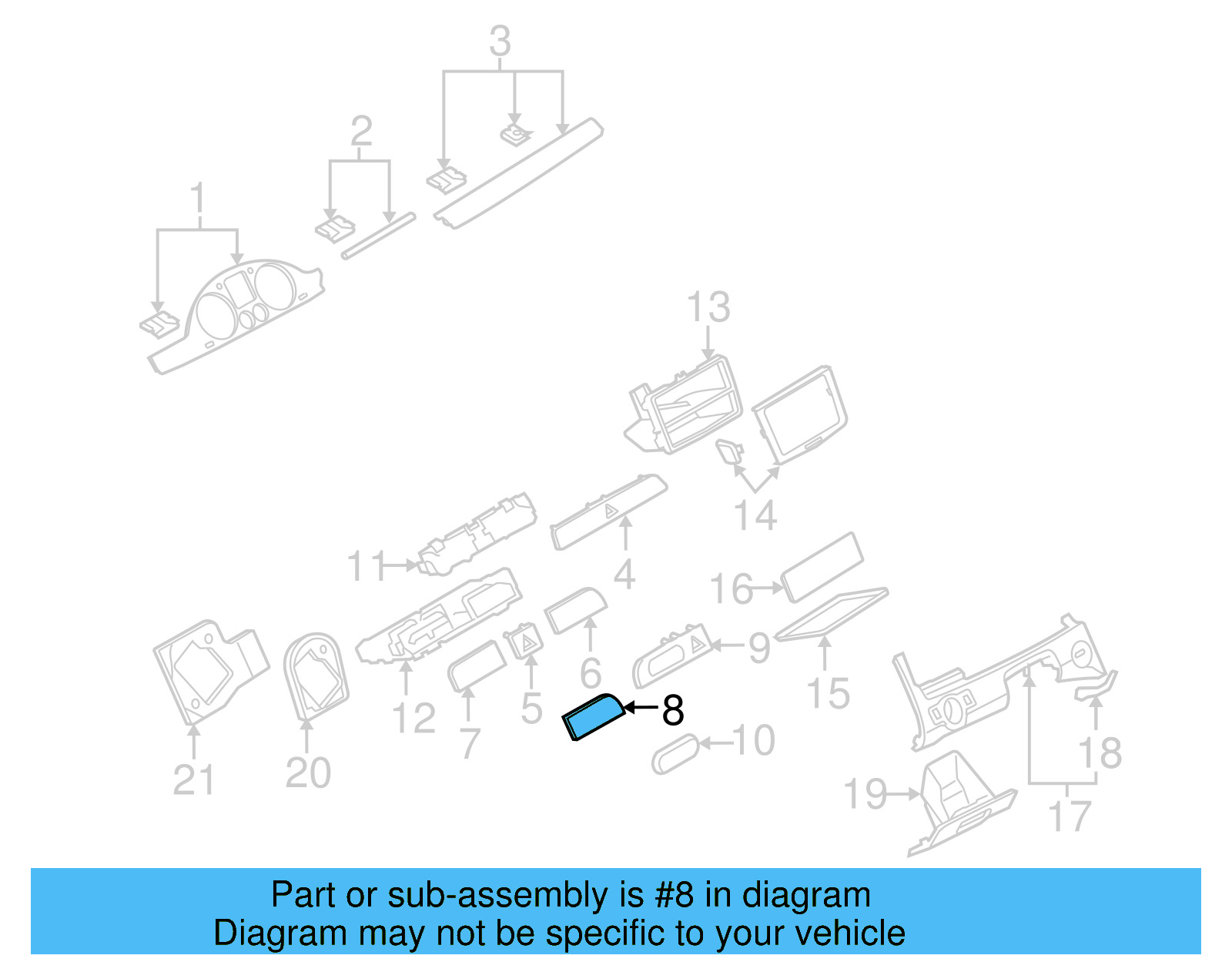 Trim Bezel 3C0-858-342-J-20V - View 5