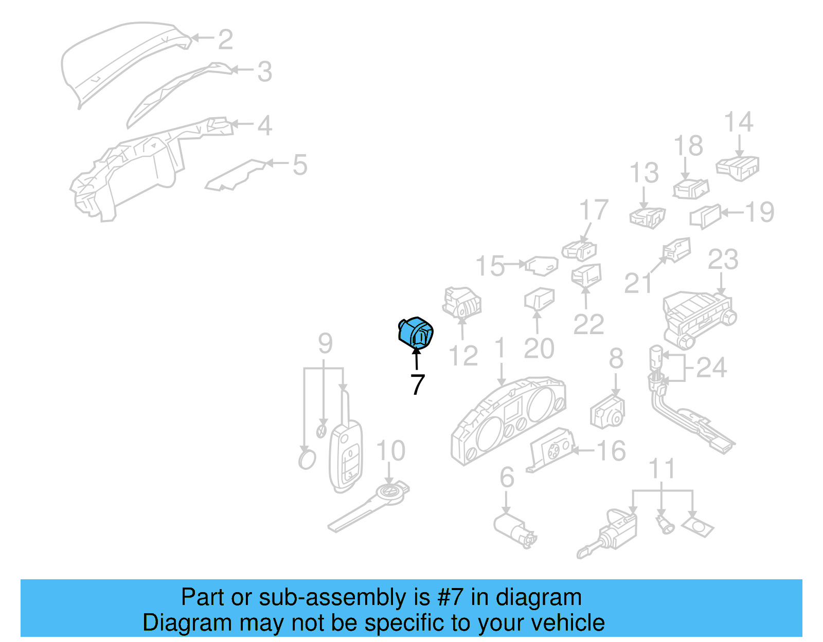 Headlamp Switch 7L6-941-431-AG-3X1 - View 12