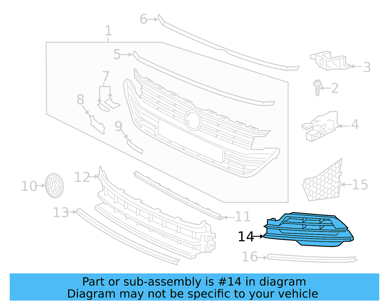 Outer Grille 3G8-854-661-B-041 - View 4