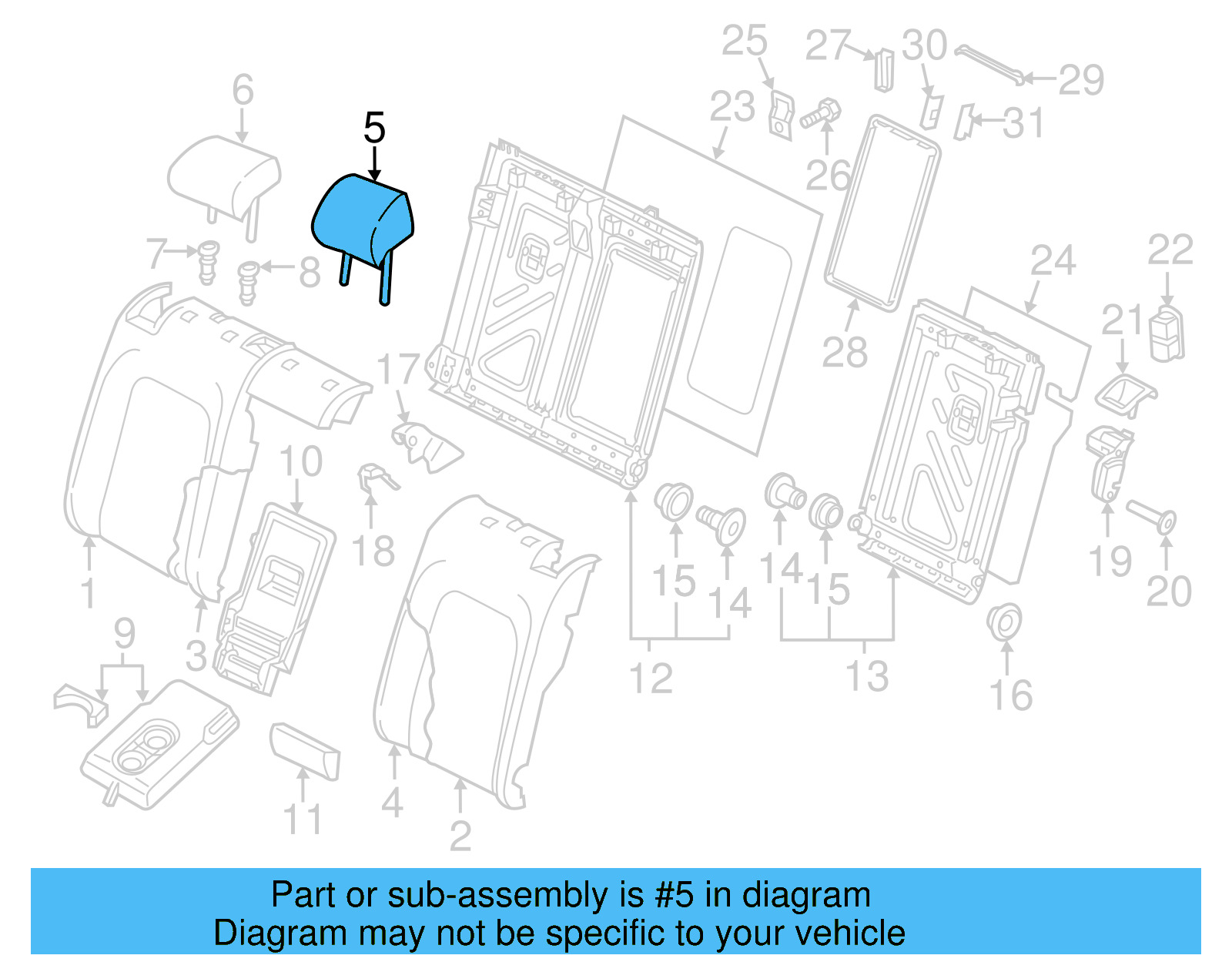 Headrest, Outer 5GM-885-901-C-BKX - View 5