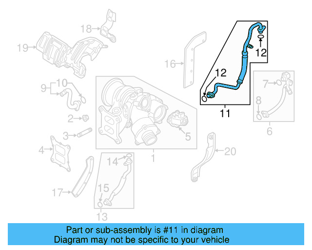 Turbocharger Oil Line 06K-145-735-T - View 14