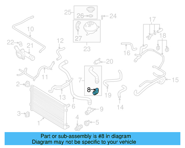 Cooling System Bypass Line Adapter 1J0-122-291 - View 24
