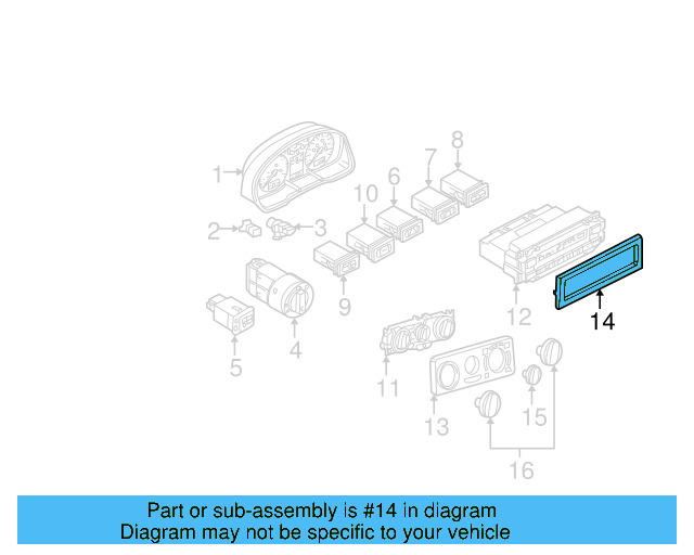 Heater Control Bezel 1J0-907-047-P-4J4 - View 5