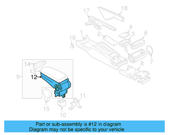 Armrest Base 3B0-867-174-7DE - View 10