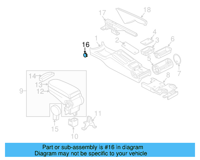 Rear Console Cover 1J0-863-276-B-2QL - View 4