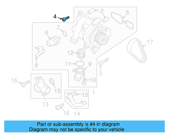 Water Pump Assembly Bolt N-107-002-02