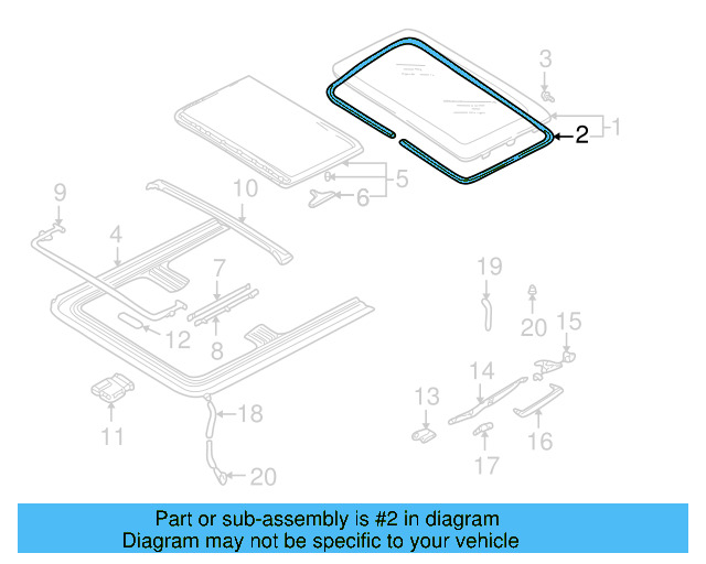 Sunroof Glass Gasket 8D0-877-297 - View 39