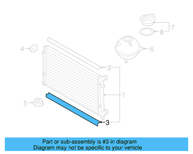 Radiator Lower Seal 3C0-121-345-AH - View 4