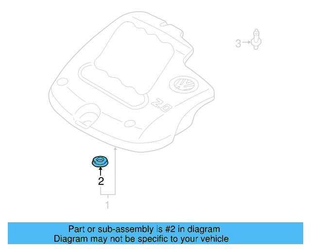 Engine Cover Grommet 06A-103-638-J - View 6