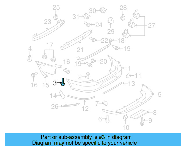 Bumper Cover Bolt N-104-128-04 - View 8