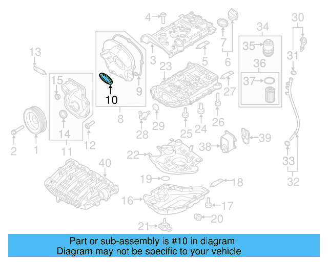 Engine Timing Cover Seal 06H-115-418-AA - View 19