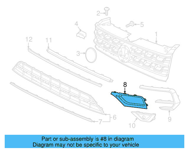 Outer Grille 3CN-853-666-9B9 - View 8