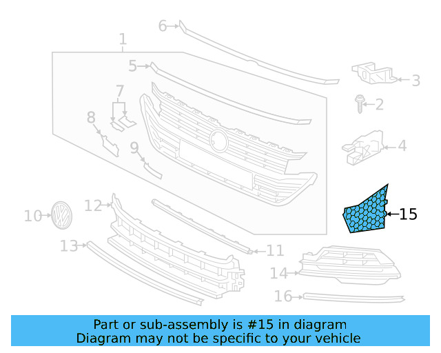 Outer Grille Filler Panel 3G8-807-364 - View 5
