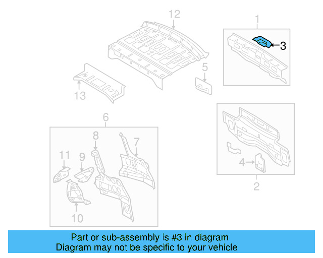 Rear Body Panel Bracket 3C5-813-589 - View 3