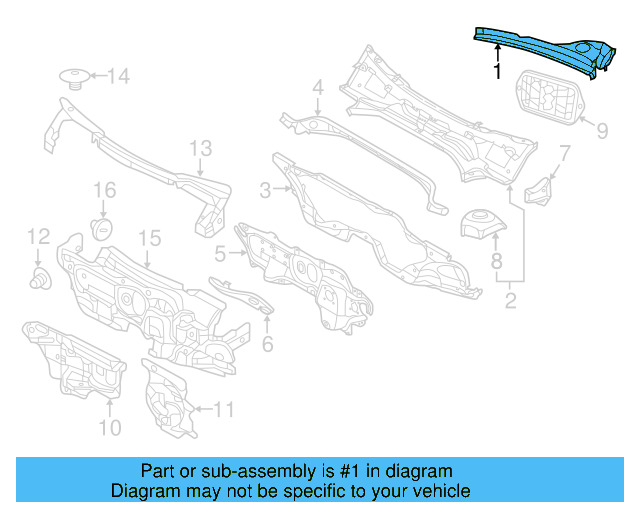 Cowl Grille 5C1-819-404-B-9B9 - View 7