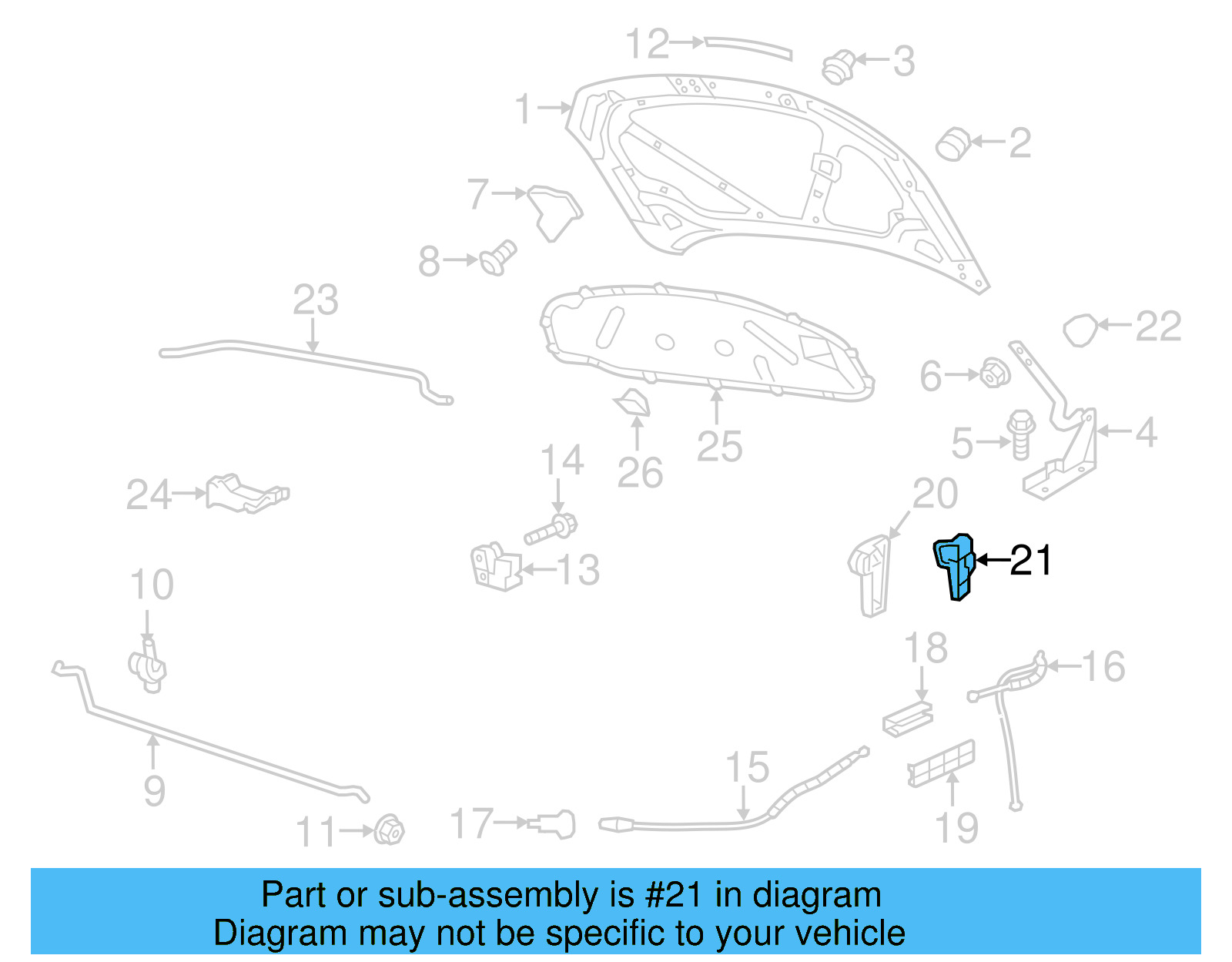 Hood Release Handle Bracket 6R1-823-633 - View 13