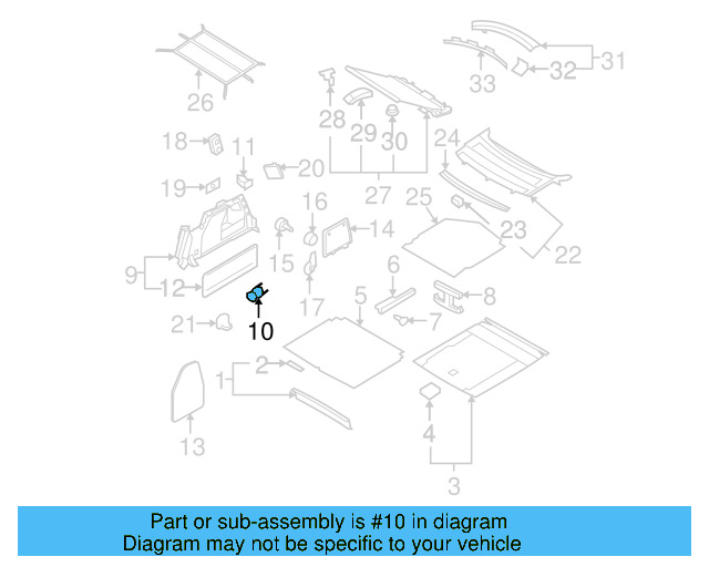 Trunk Trim Panel Clip 701-867-299-E-9B9 - View 19