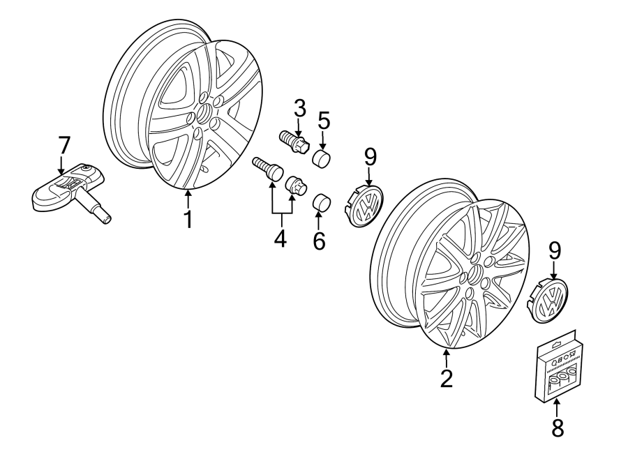 Wheel, Alloy 1K0-601-025-CQ-8Z8 - View 2